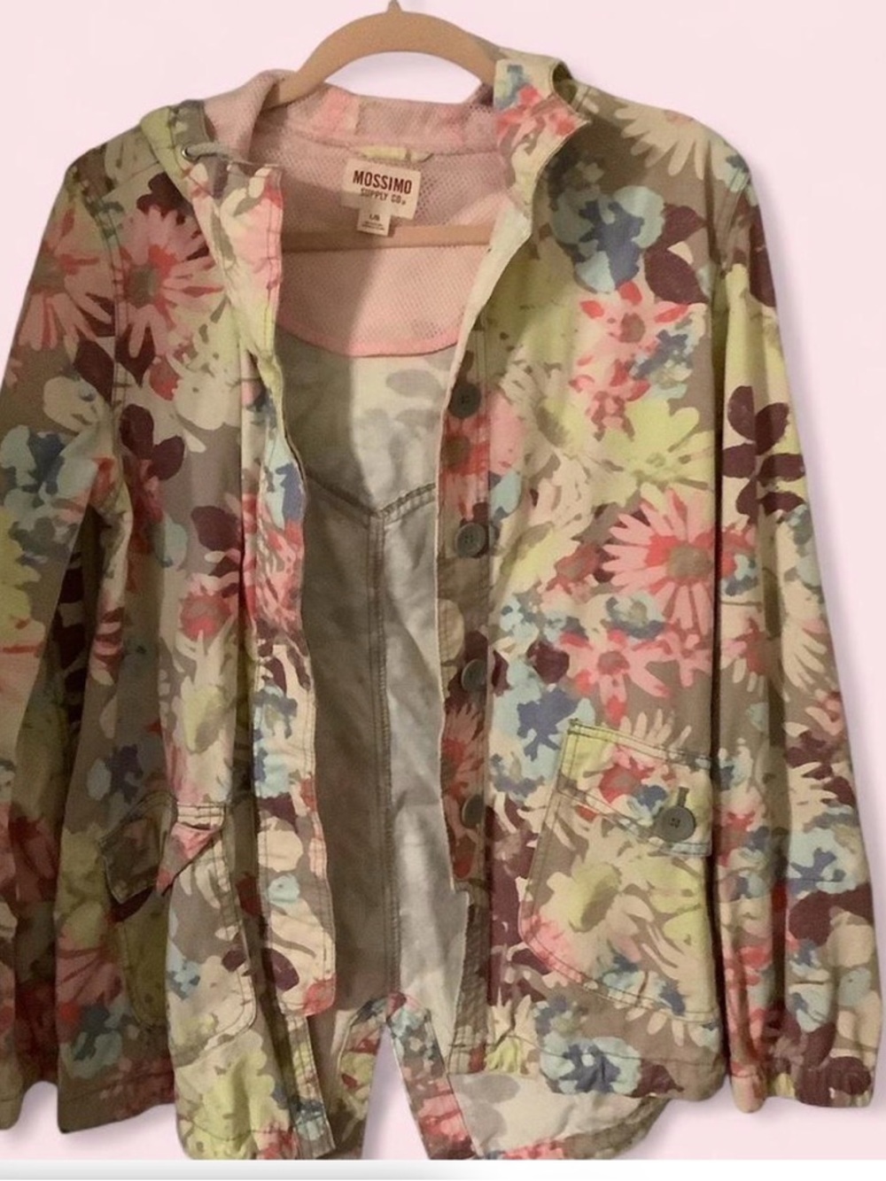 Mossimo Supply Co. Women's Floral Utility Jacket - Pink, Blue, Green
